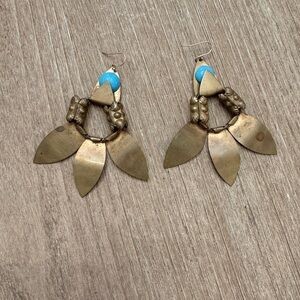 Erickson Beamon gold and turquoise oversized earrings